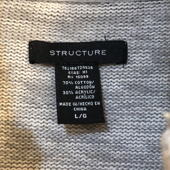 Man size Large zip up sweater. Lift gray and white. - Picture 2 of 8